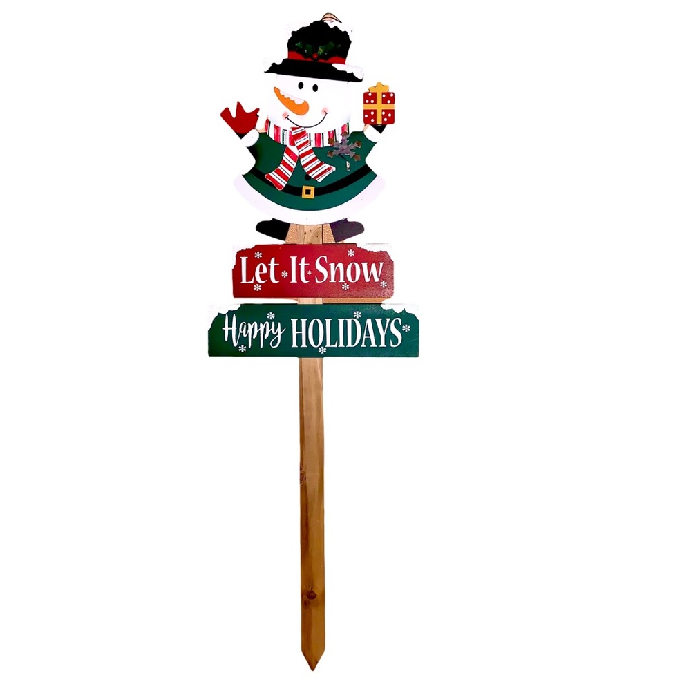 Christmas Snowman Let It Snow Home Yard Stake